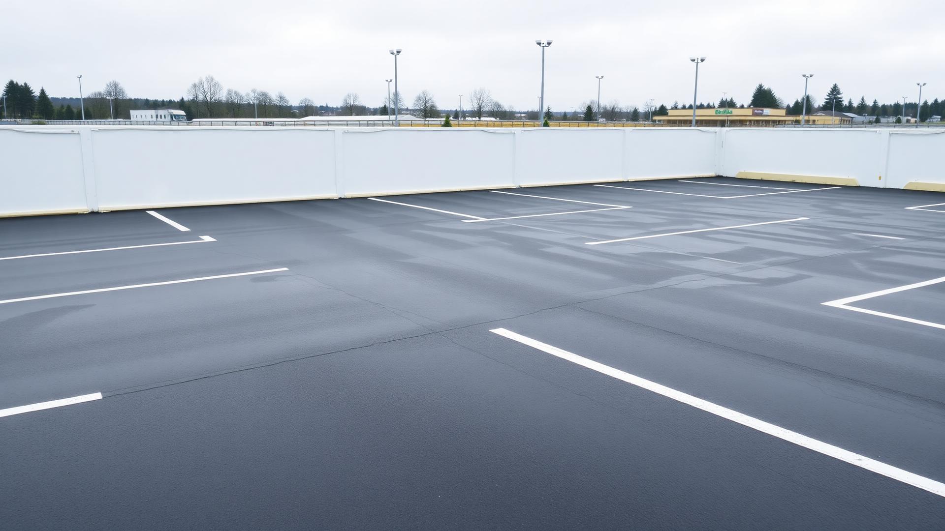 Professional car park cleaning with industrial pressure washing equipment in multi-storey car park