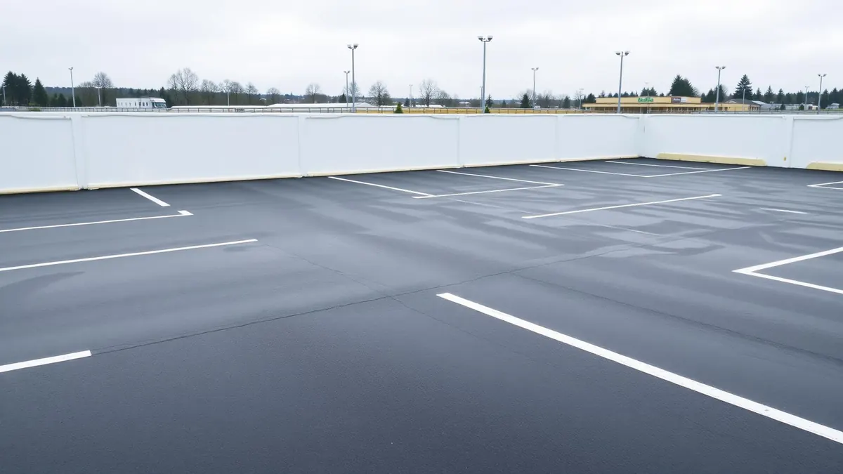 Professional car park cleaning with industrial pressure washing equipment in multi-storey car park